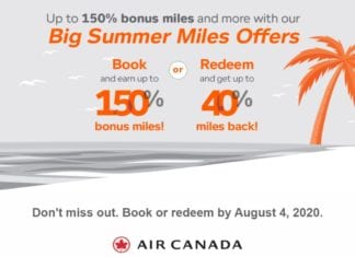 Air Canada Big Summer Miles Offers