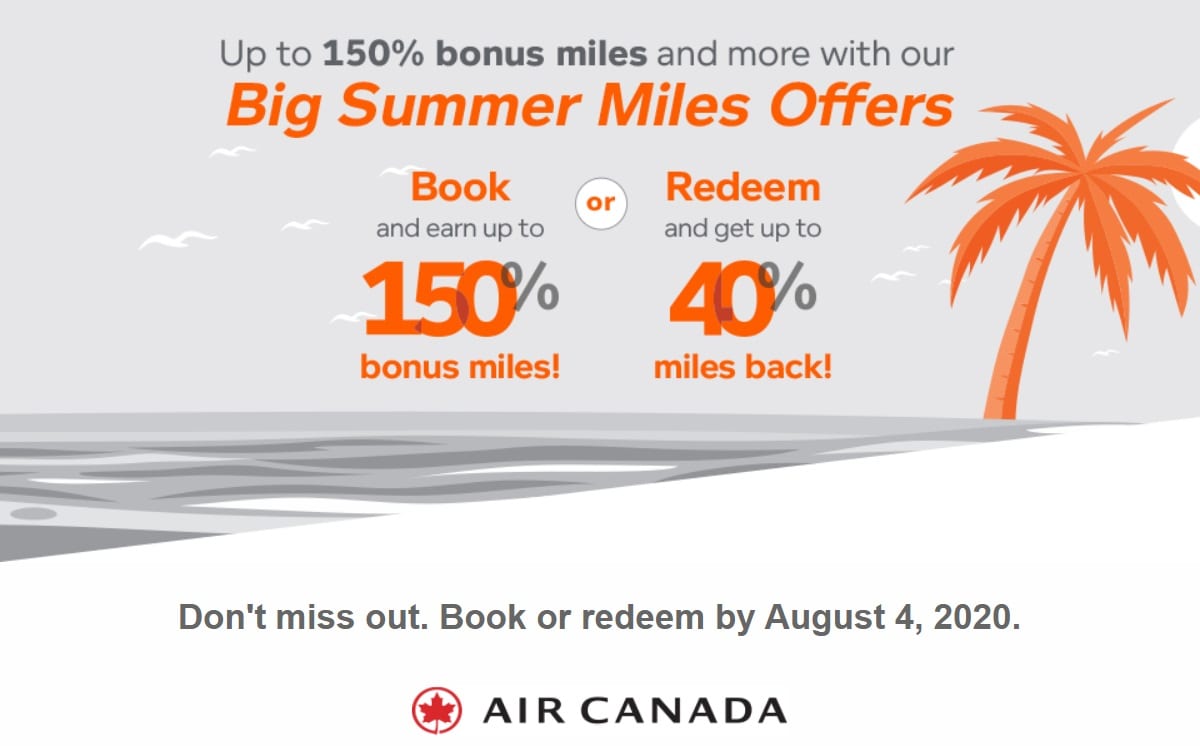 Air Canada Big Summer Miles Offers