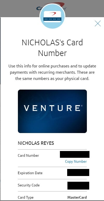 capital one virtual credit card number