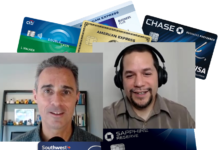 a collage of men with headsets and credit cards