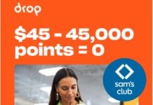 Drop Sam's Club $45 45,000 Points