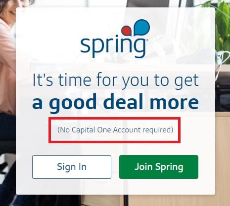 Spring from Capital One no account required