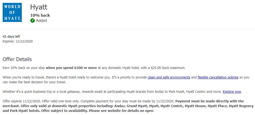 Hyatt Chase Offer 10.11.20