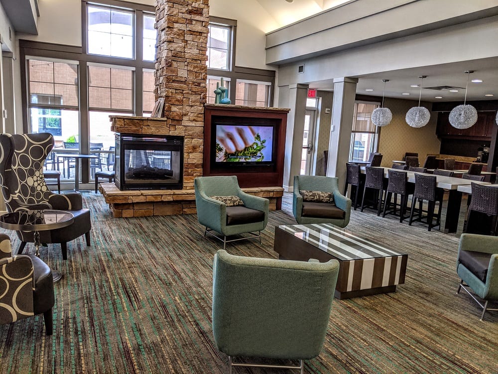 Lobby & breakfast seating at the Residence Inn Cincinnati North-West Chester, OH