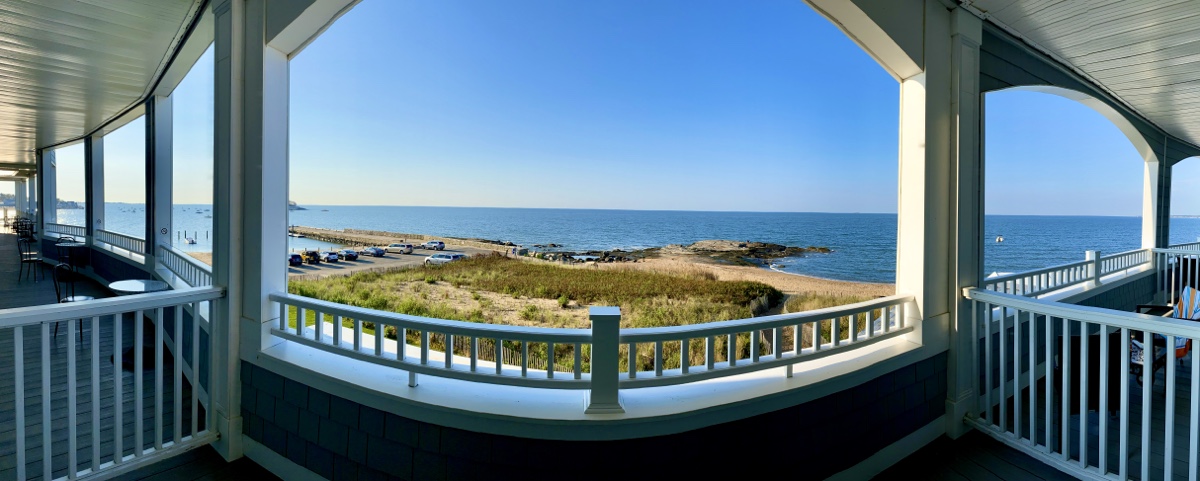 a view of the ocean from a balcony