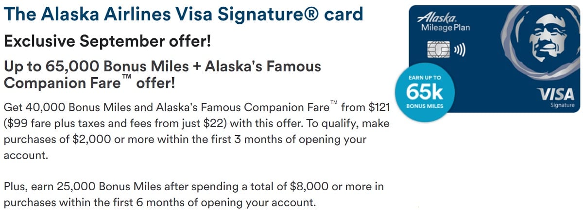BoA Alaska Airlines 65,000 offer