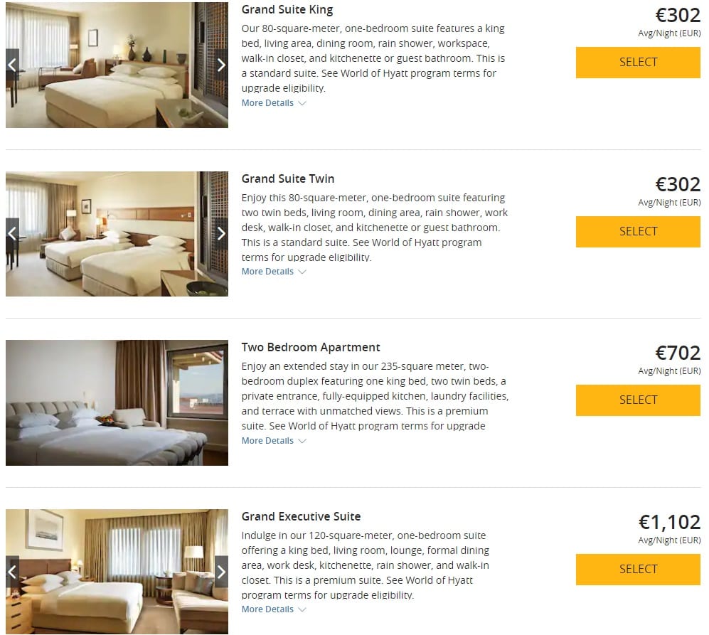Grand Hyatt Istanbul suite pricing