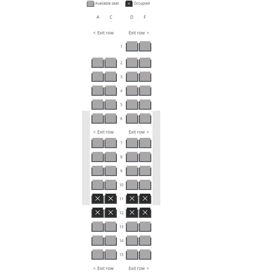 Air Canada Jetz seating chart
