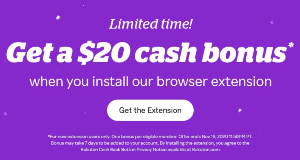 Rakuten $20 Browser Extension