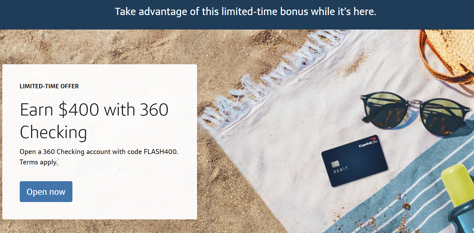Easy $400 checking account bonus with Capital One 360