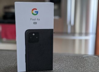 a black cell phone in a box