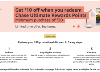 Amazon Chase Ultimate Rewards $10 Off $30
