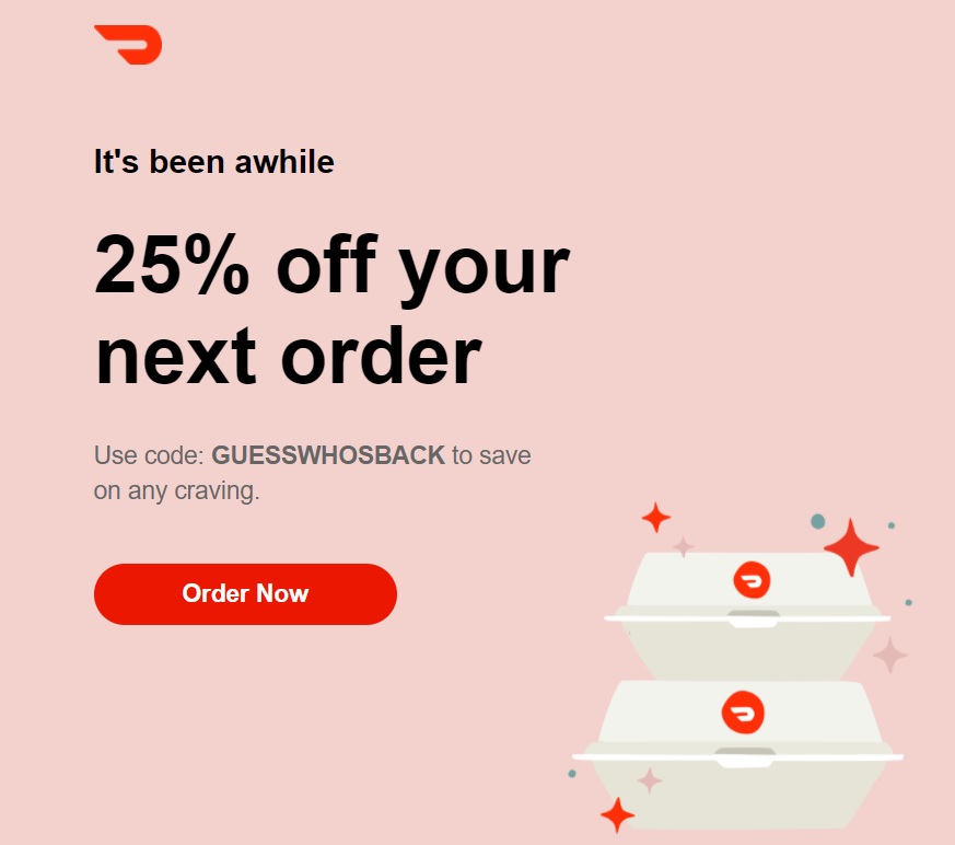 DoorDash Save 25 With Promo Code GUESSWHOSBACK (Targeted)
