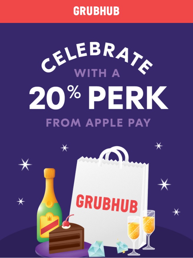 GrubHub promo codes 20 off with APPLEPAY via Apple Pay checkout