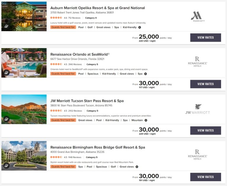 Best Marriott Resorts in the USA for your 35K Free Night Certs