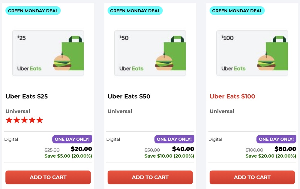 (EXPIRED) 20% off Uber Eats and DoorDash gift cards online ...