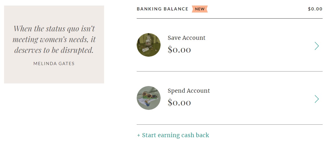 Ellevest checking account page