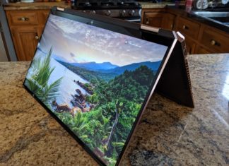 a laptop on a counter