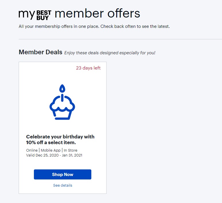 10 off Best Buy birthday coupon [YMMV, but register]