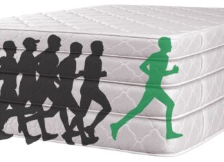 a mattress with a running man silhouettes