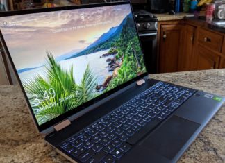 a laptop on a counter