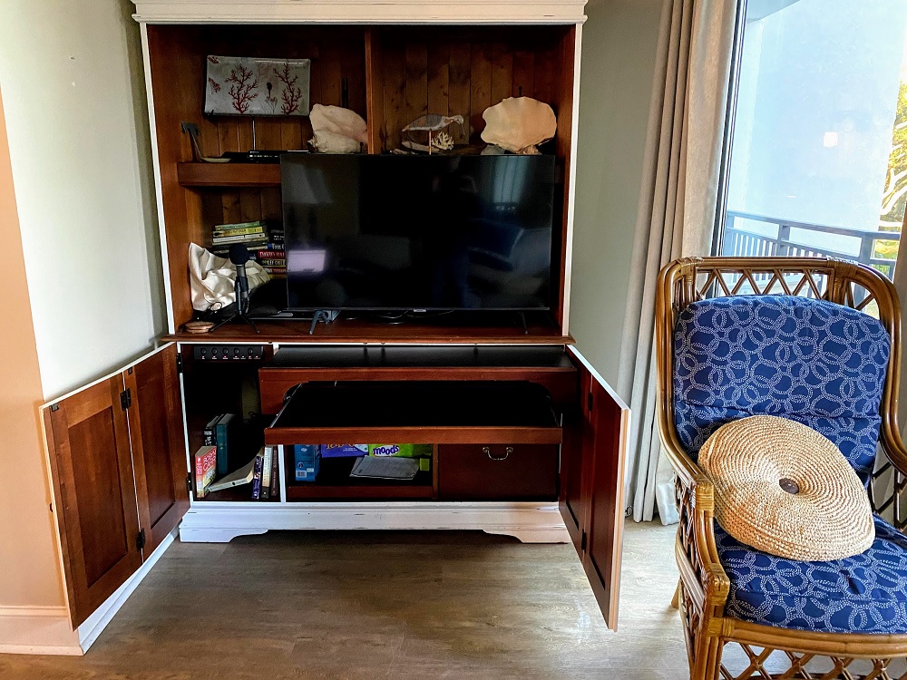 a tv in a cabinet