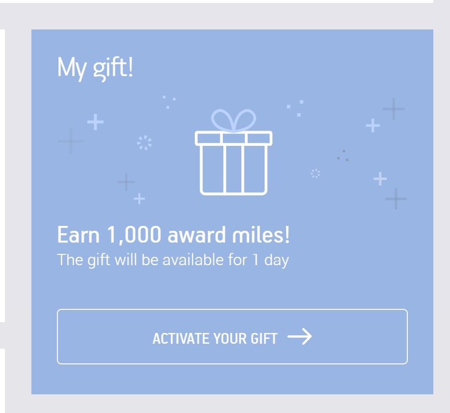 a blue gift box with white text