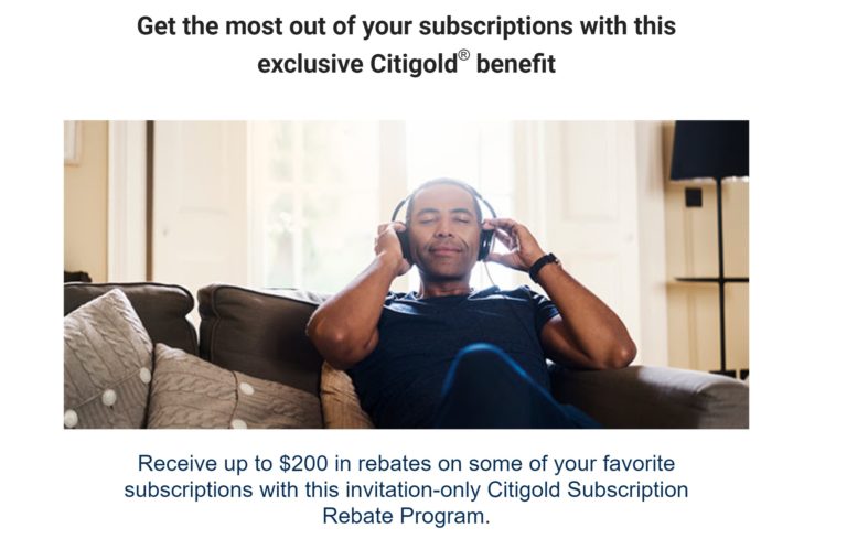 Citigold Private Client Subscription Rebate