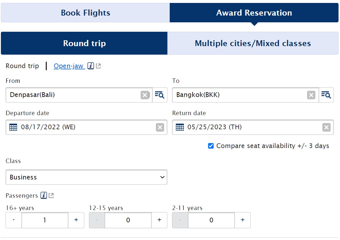 how to book award travel on ana