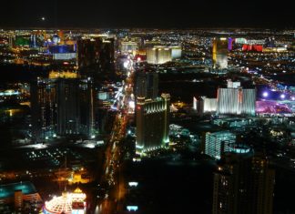 a city at night with lights