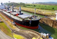 a large ship in a canal