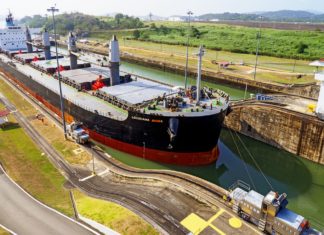 a large ship in a canal