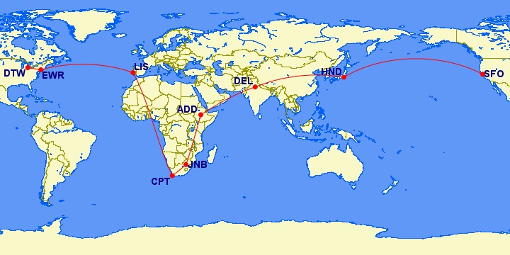 a map of the world with red lines