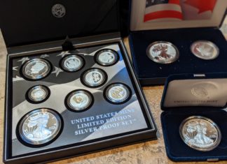 a silver coins in a box