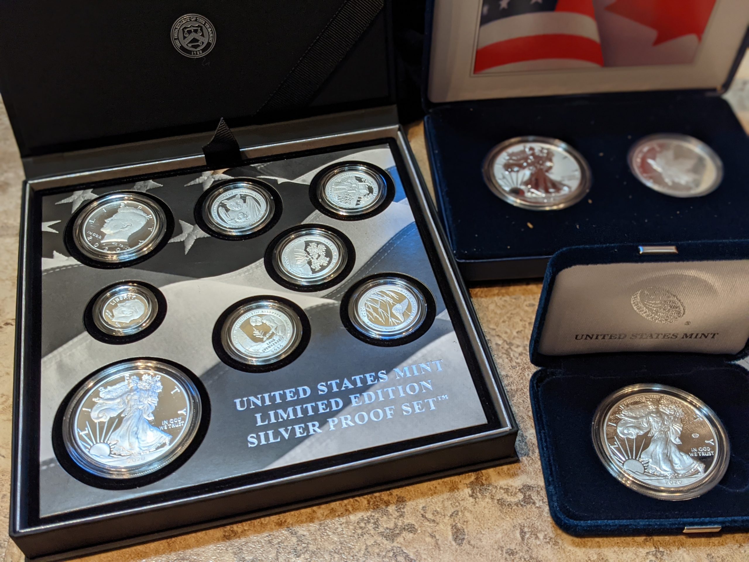 a silver coins in a box