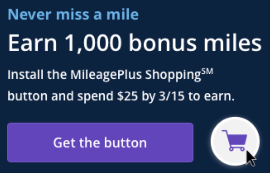 United Shopping Portal Bonus Button 1,000 Miles