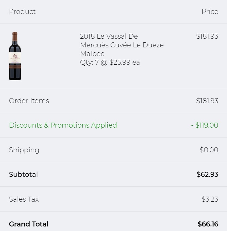 Wine Insiders post-promo code with tax