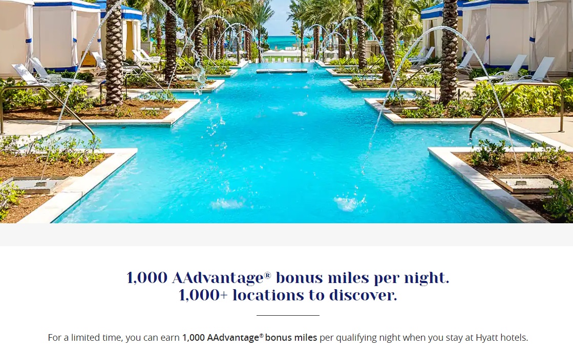 Hyatt American Airlines 1,000 bonus miles per night