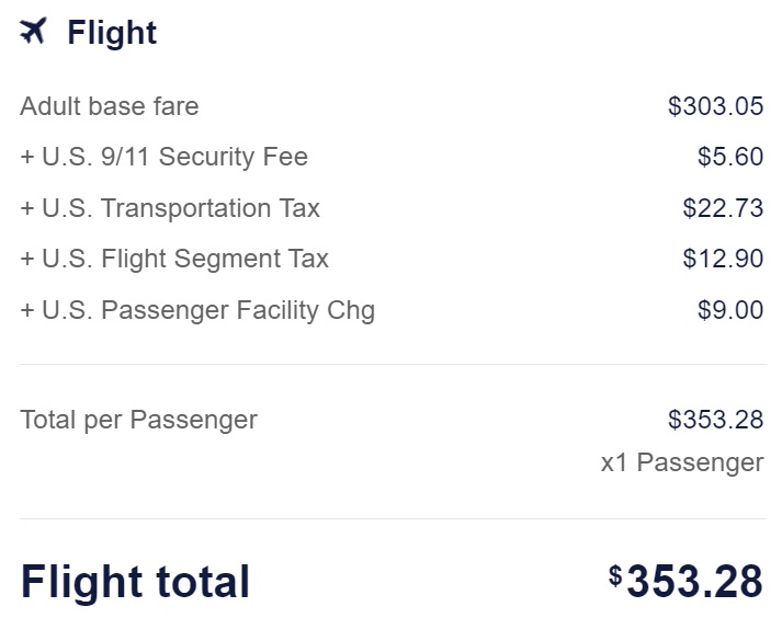 Southwest $353.28 flight