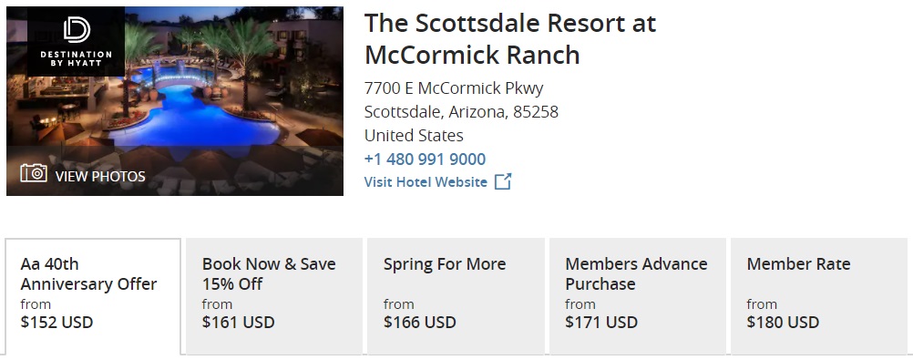 The Scottsdale Resort pricing