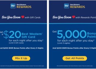 Best Western $20 Gift Card 5,000 Points Promo