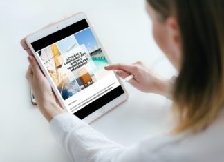 a woman holding a tablet