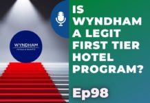 a red and white stairs with a microphone