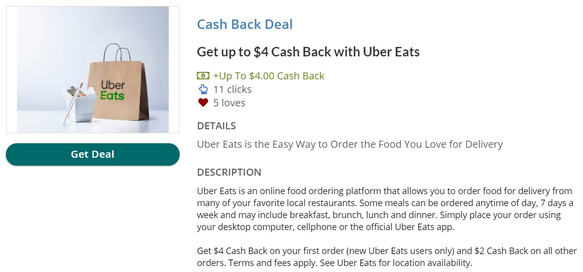 UPS My Choice Deals Uber Eats