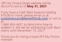 UPS My Choice Deals closure