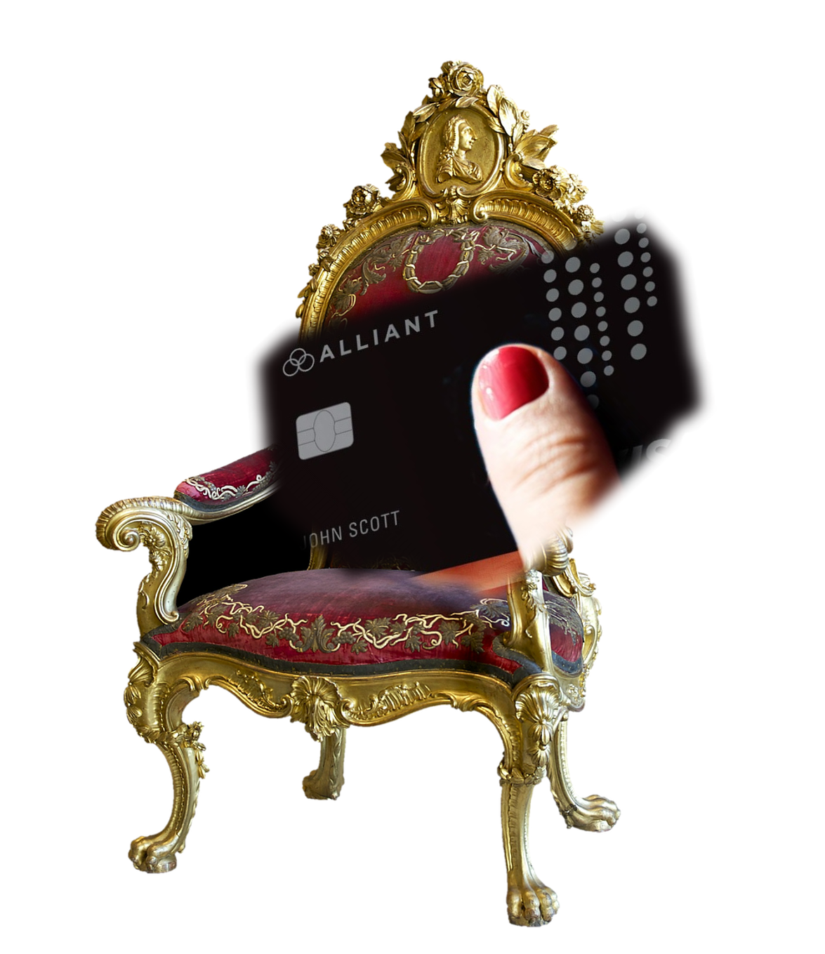 a credit card on a chair