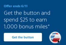 American Airlines Button Promo spend $25 Get 1,000 Miles