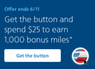 American Airlines Button Promo spend $25 Get 1,000 Miles