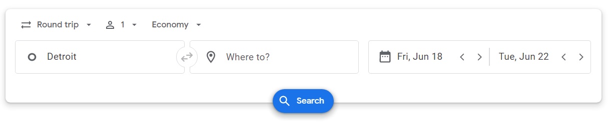 a search box with a blue button