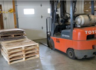 a forklift in a warehouse